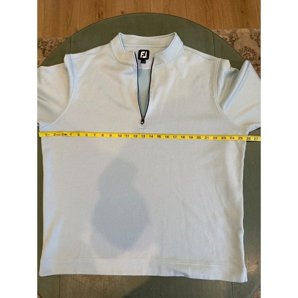 FootJoy Mens XXL Light Blue Quarter Zip Golf Pullover Long Sleeve Textured Knit
